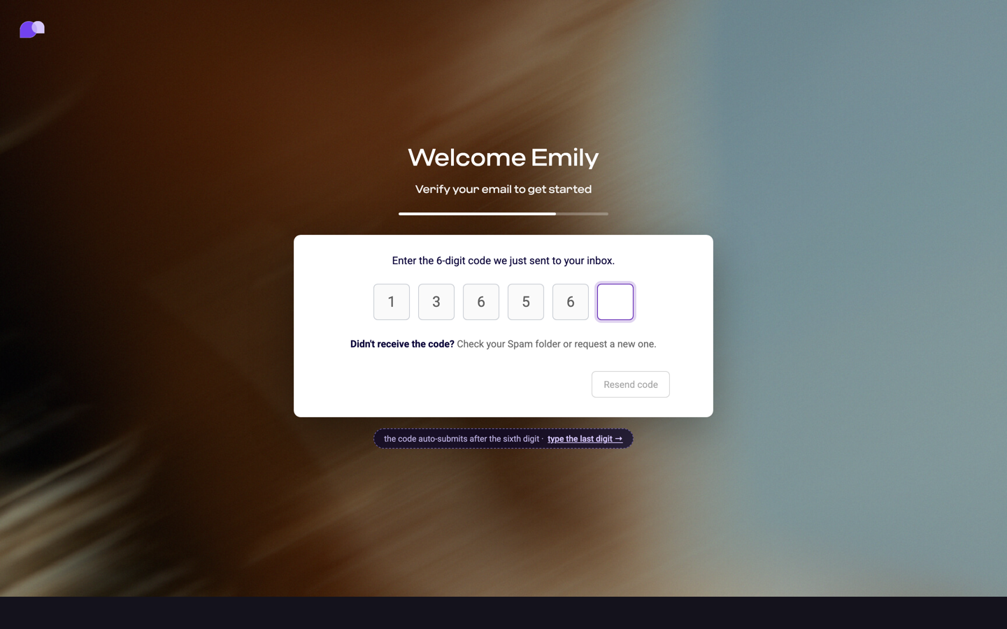 Email verification step